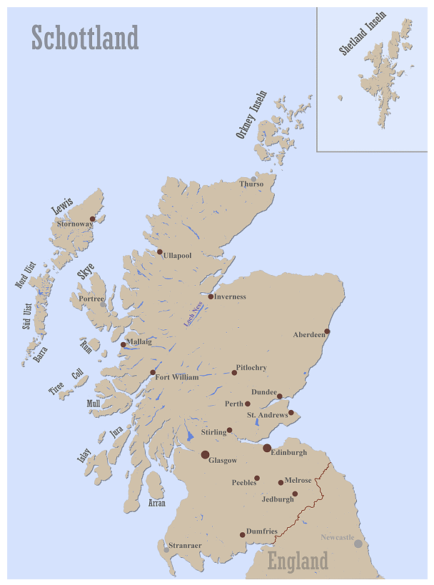 Übersichtskarte von Schottland